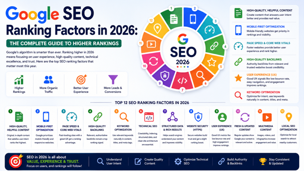 Google SEO Ranking Factors in 2026: The Complete Guide to Higher Rankings