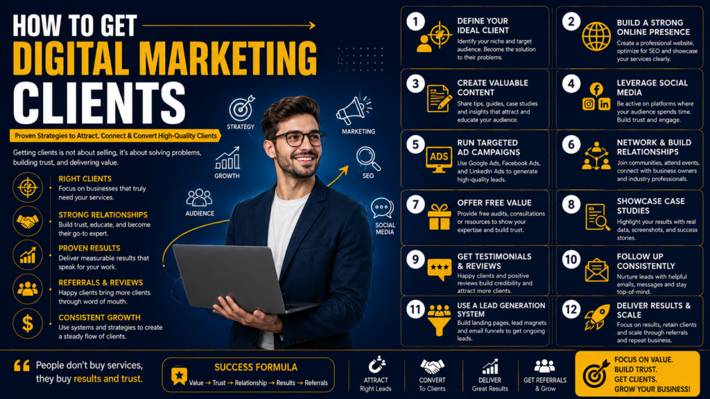 How to Get Digital Marketing Clients: is one of the biggest challenges for freelancers